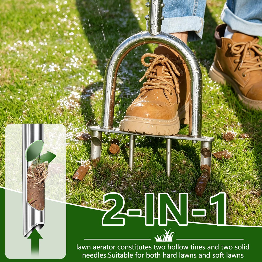 Bigwish Manual Lawn Core Aerator Tool, Stainless Steel Plug Aerator