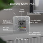 SAF Aranet4 Home: Smart Indoor Air Quality Monitor - CO2, Temperature, Humidity, Portable & Battery-Powered, E-Ink Screen, Free App Integration