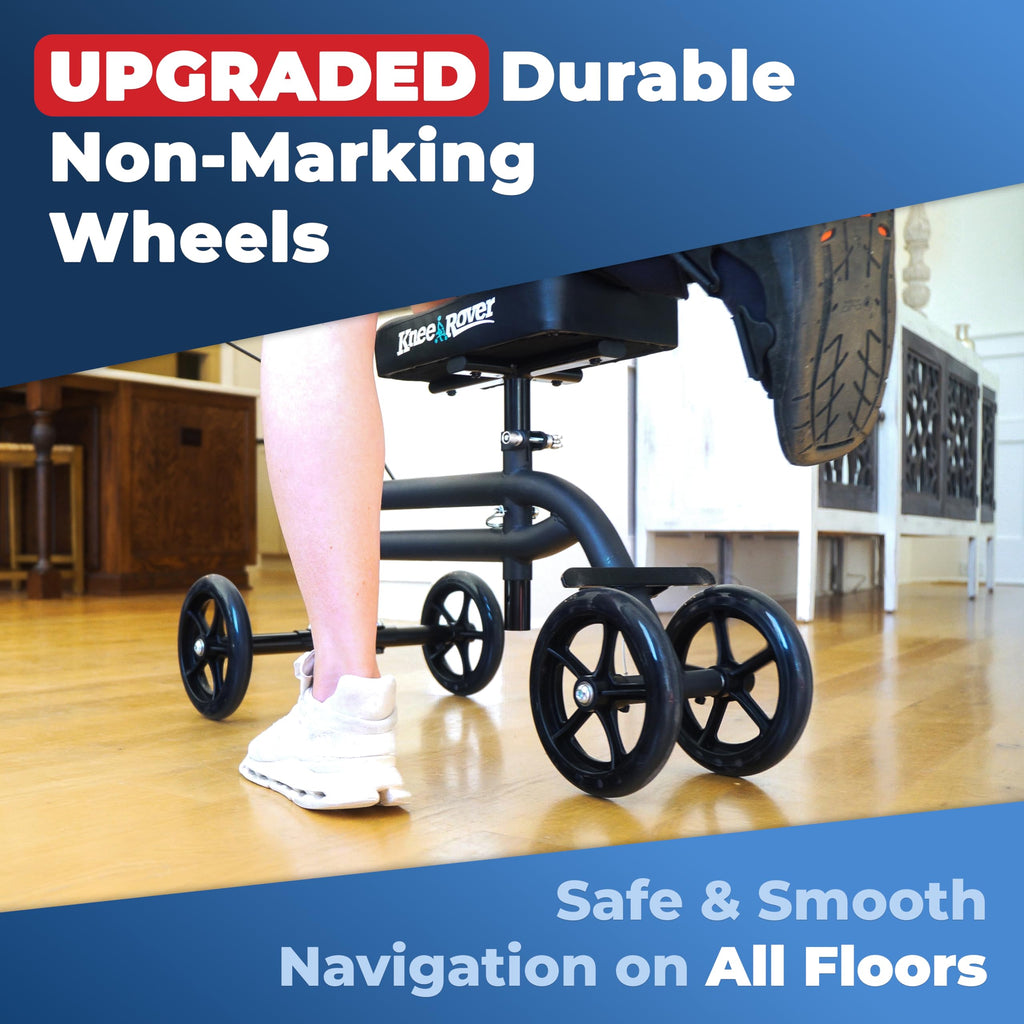 KneeRover Economy Steerable Knee Scooter – Foldable Mobility Aid & Knee Walker with Adjustable Handlebar and Comfortable Knee Pad for Adults (Black)