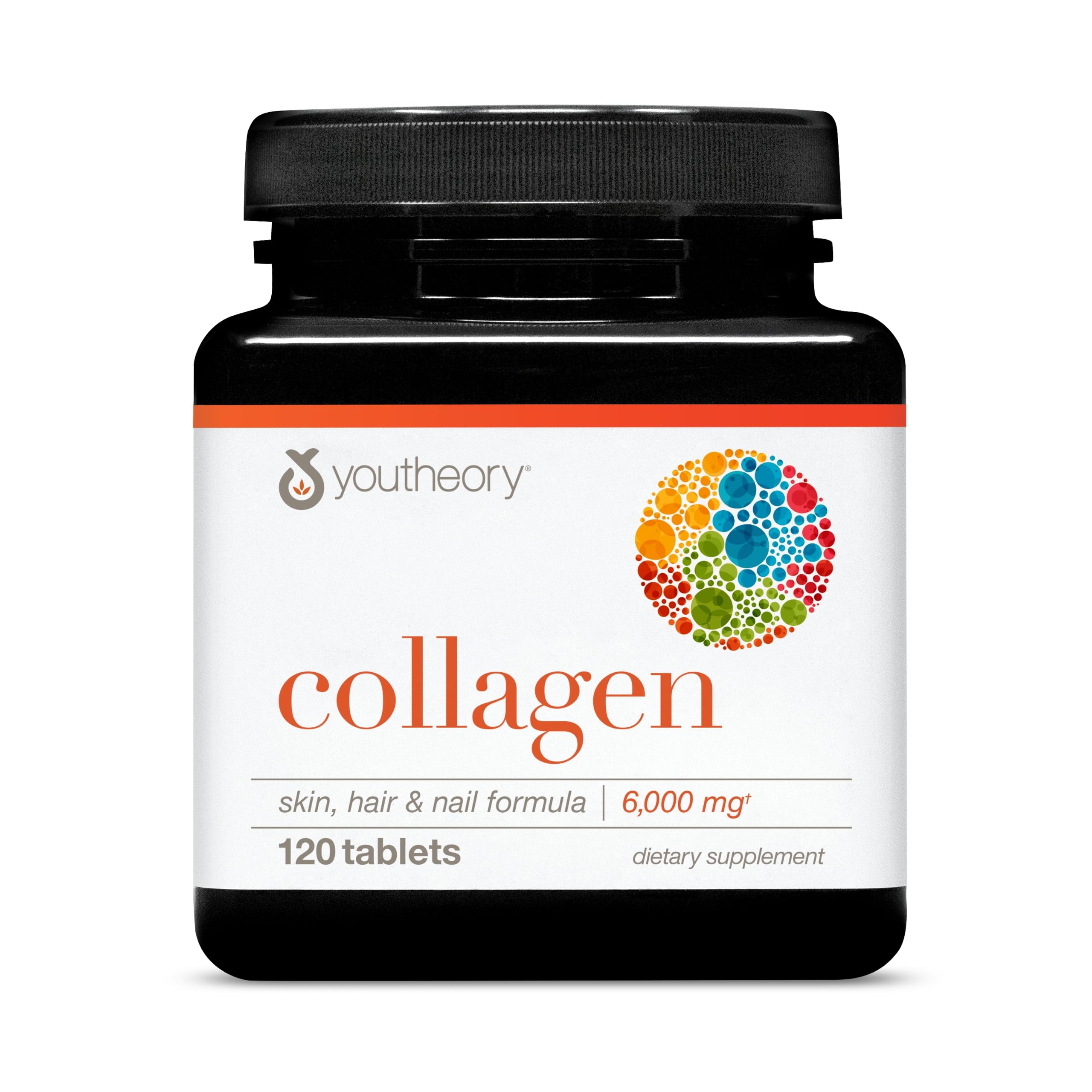 Youtheory Advanced Collagen with Vitamin C - 6,000 mg Hydrolyzed Collagen Peptides & Amino Acids - Hair, Nails, Joints & Bones Support - 120 Tablets (20-Day Supply)*