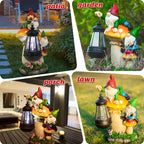 Gnome Garden Decor, Garden Gnomes Outdoor with Solar Lantern Lawn Ornaments