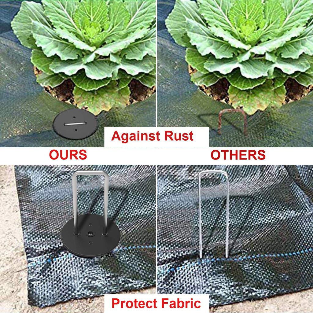 AAGUT Landscape Staples 6 Inch with Gaskets, Galvanized Garden Stakes