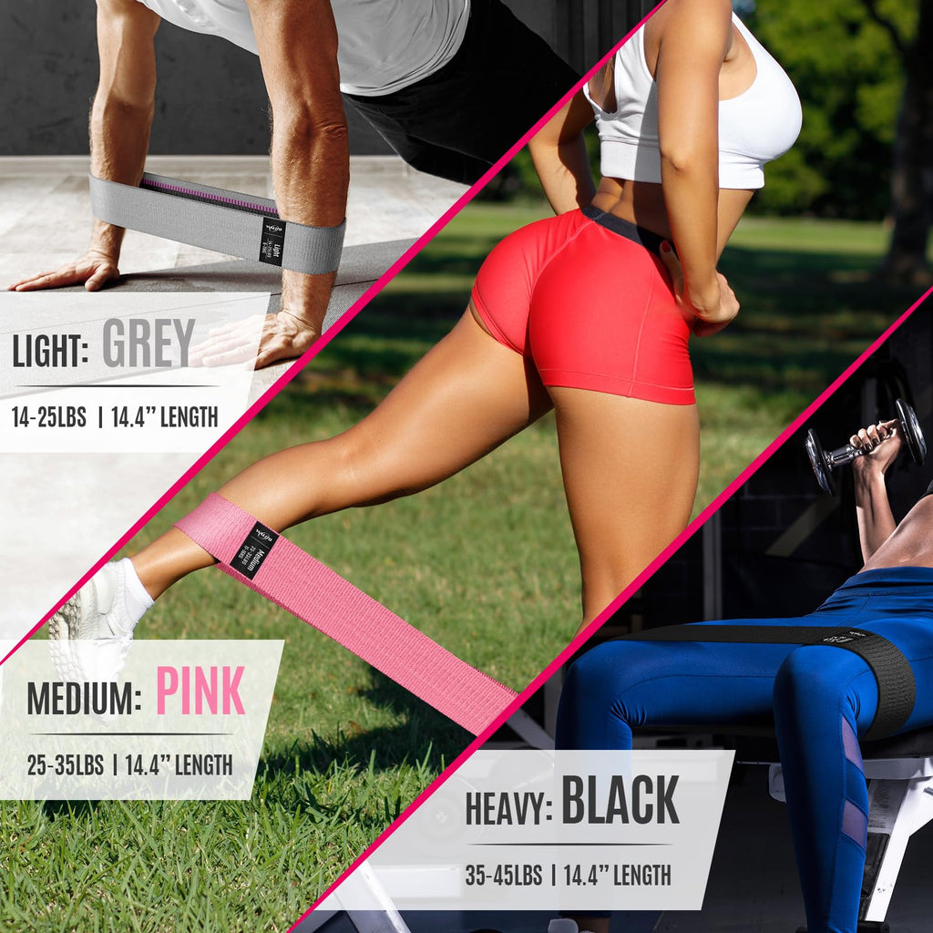 WALITO Resistance Bands for Legs and Butt, Fabric Exercise Loop Bands Yoga, Pilates, Rehab, Fitness and Home Workout, Strength Band for Booty