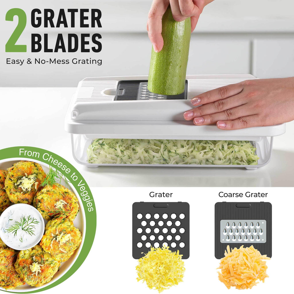 Mueller Vegetable Chopper Mandoline Slicer, Food, Cook's Tool, Veggie Chopper Onion Vegetable Cutter with Container, Dicer, Kitchen Gadgets & Essentials, White Sand/Grey