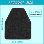 Basima Urinal Mats for Men Bathroom 12 Pack Washable Bulk Rubber Urinal Floor Mats for Toilet Commercial, Non-Slip Disposable Urinal Pads for Mens Room, 17.5" x 20.5", Black