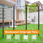 LETIANPAI 10Ft String Light Poles 6 Pack,Light Poles for Outside Lights,Outdoor with Fence Brackets Hanging Lights,Metal Stand Deck Patio Backyard