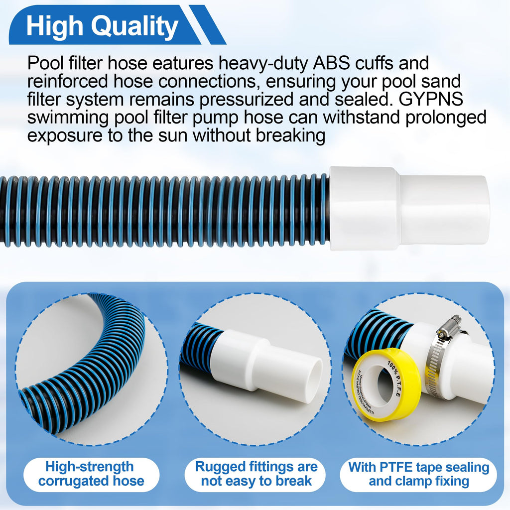6 Ft Above Ground Pool Hoses for Hayward Filter Pump, 1-1/2" Pool Pump Hose Connector Hose Replacement Kit（2 Pack)