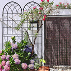 LZRS 71 x 80in Rustic Iron Arch Decoration Garden Trellis with Black Metal Coating – Perfect for Supporting Climbing Plants Outdoor, Roses, Vines, Flowers, and Vegetables.