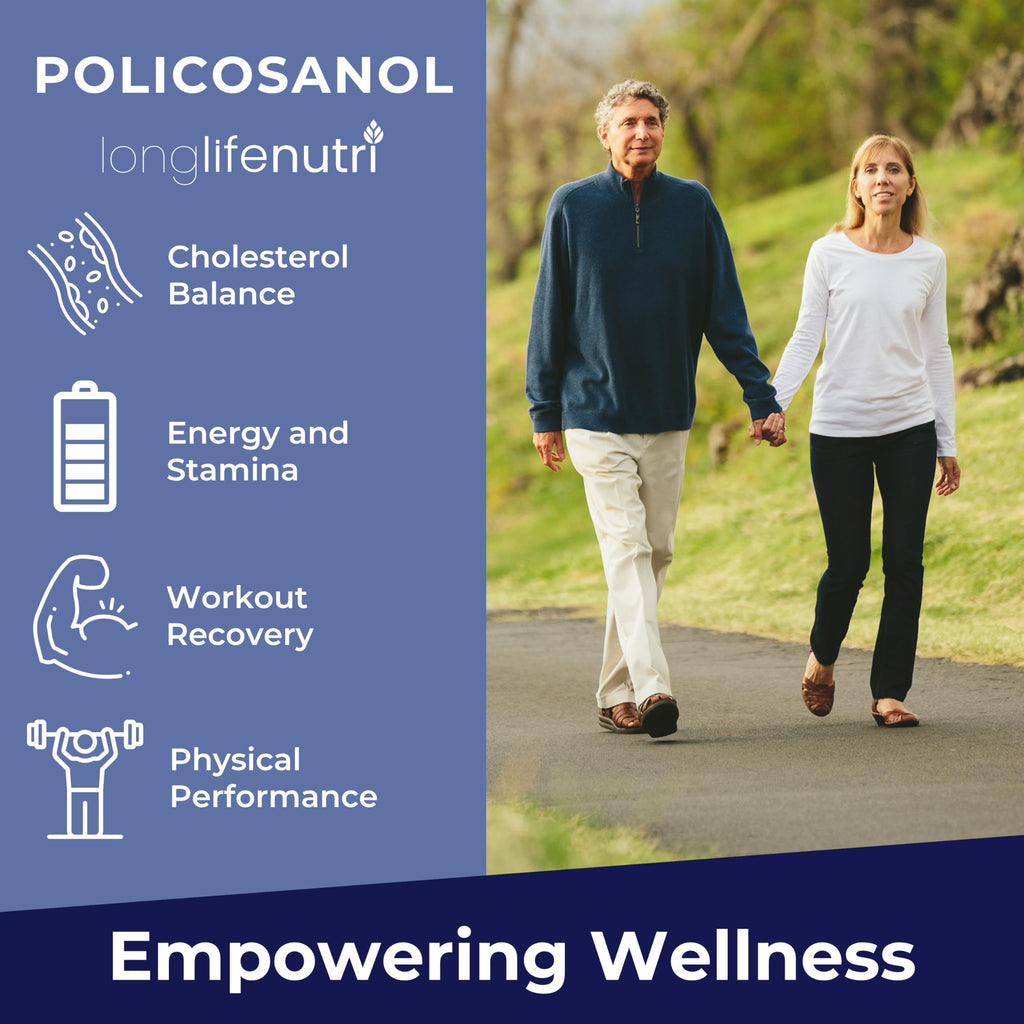 LongLifeNutri Policosanol 100mg - 200 Vegetarian Capsules, Natural Sugar Cane Supplement for Balanced Cholesterol, 3-Month Supply, Non-GMO, Lab Tested, Made in USA
