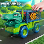TEMI Dinosaur Truck Toys for Kids 3-5 Years, Tyrannosaurus Transport Car Carrier Truck with 8 Dinosaur Figures, Activity Play Mat, Dinosaur Eggs, Trees, Capture Jurassic Play Set for Boys and Girls