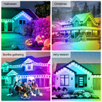 300FT Permanent Outdoor RGB Lights - IP67 Waterproof with Smart App Control Remote, DIY Scene Modes, Music Synchronization, Eaves Light for Garden Decor, Deck, Christmas, Party, Party, Halloween,Roof