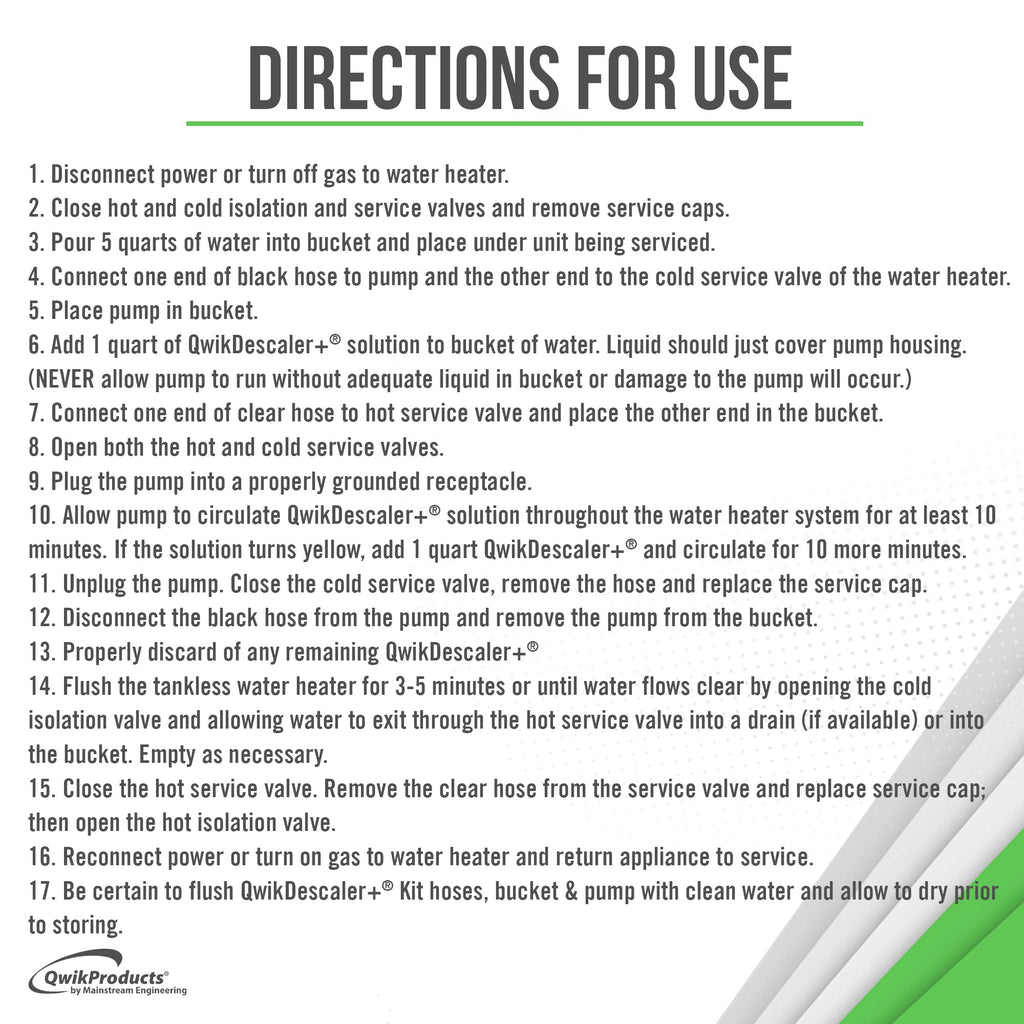QwikProducts QwikDescaler + Concentrated Descaler Solution, Tankless Water Heater Descaling Solvent for Heat Exchanger, Quickly Dissolves Scale, Lime, Tarnish and Deposits, 1 Gallon