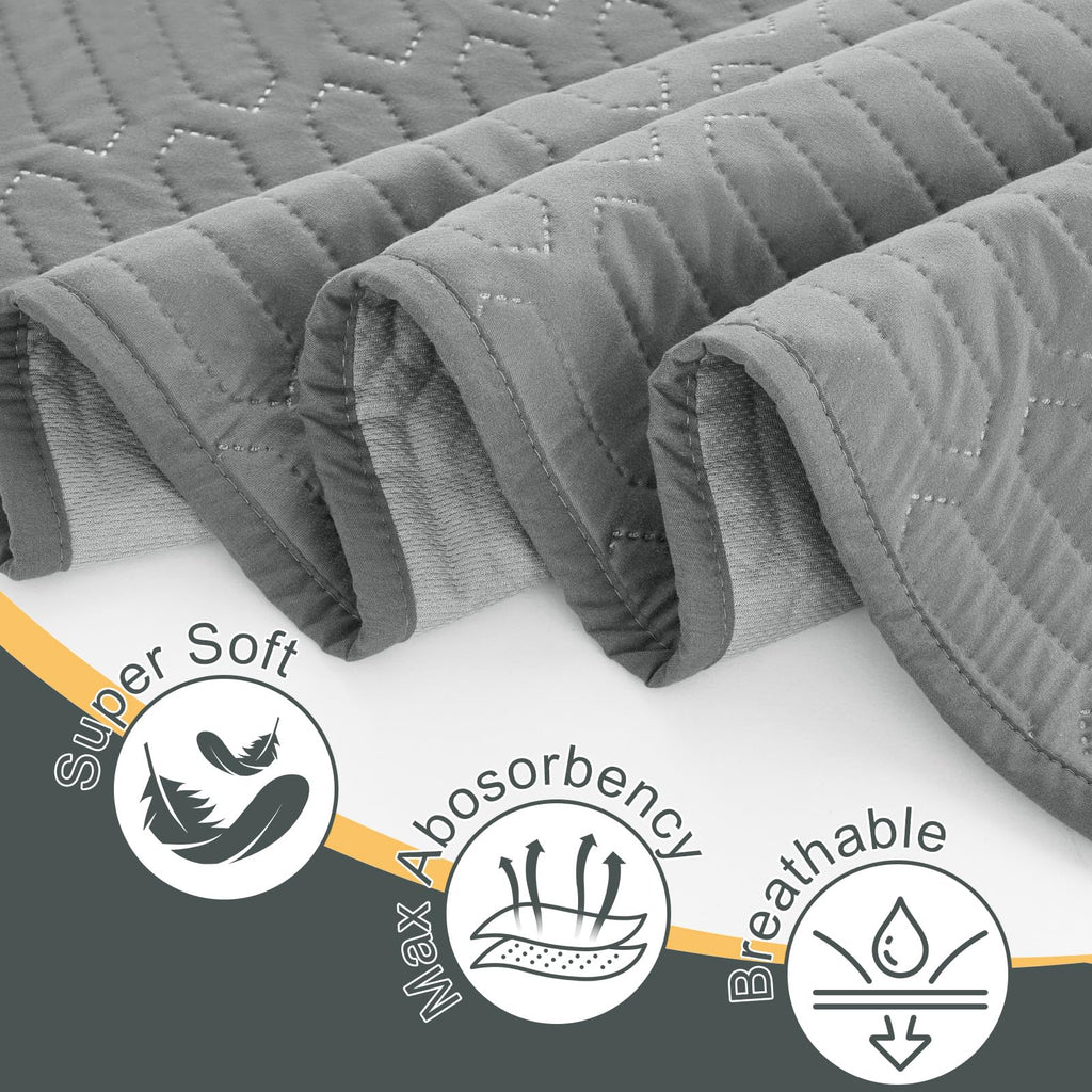 Washable Underpads (34x36 Inch) - Waterproof Reusable Bed Underpads, Heavy Absorbency Incontinence Bed Pads for Adults, Kids, Elderly, and Pets, Leakproof & Non-Slip Mattress Pad for Bedwetting