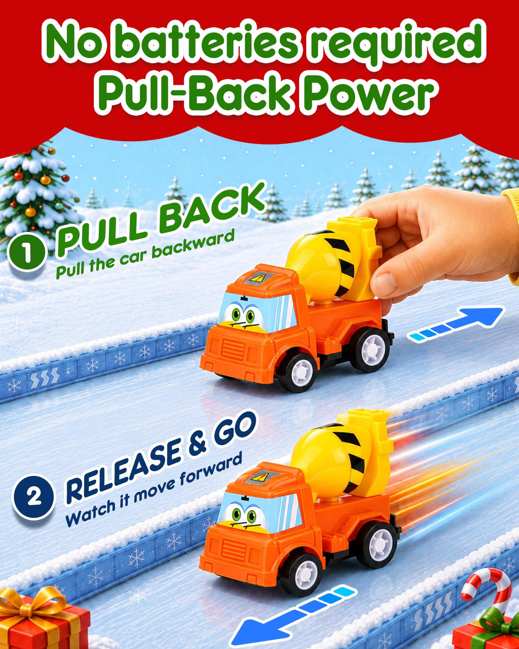 Advent Calendar 2026 for Kids Toddlers, 24 Days Pull Back Car Toy Gift Set