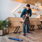 Nine Forty 36" Premium Nylon Dust Mop with Wood Handle - Heavy Duty Mop Head for Industrial, Commercial, and Residential Cleaning - Dry Floor Duster for Hardwood Surfaces and Commercial - Blue