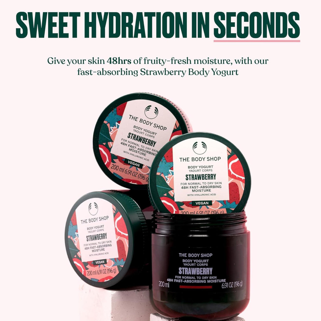 The Body Shop Strawberry Body Yogurt, 48hr Moisturizer, 100% Vegan, 6.91 Fl.Oz