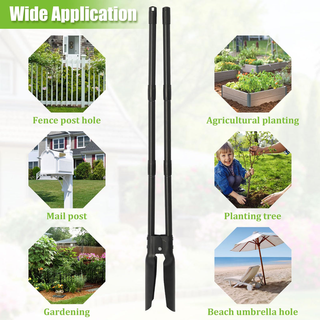 REILEIHODE Post Hole Digger 4.5FT Heavy Duty Hole Digger with Dual Sharp Blades Professional Manual Hole Digger Tool for Gardening Transplanting Fence Installation Construction