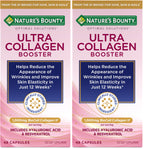 Nature's Bounty Optimal Solutions Ultra Collagen Booster for Healthy-Aging Supplement, Resveratrol, Hyaluronic Acid – Collagen Capsules for Women, 48 Capsules (Pack of 2)