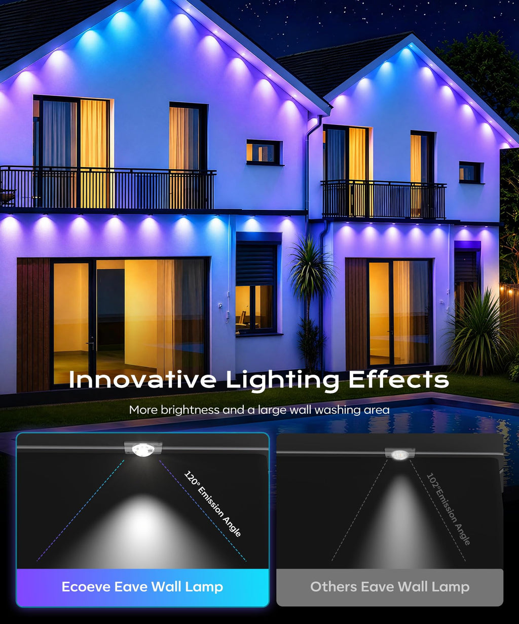 Ecoeve Permanent Outdoor Lights for House, 50ft Christmas RGB+IC Lights