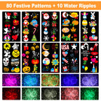 2025 Upgraded Brighter Halloween Decorations Projector Lights for Home, Display 8 Patterns at A Time (Ocean Wave & Patterns), 8 Themes Holiday Projector Christmas’ Day House Decoration Light Show