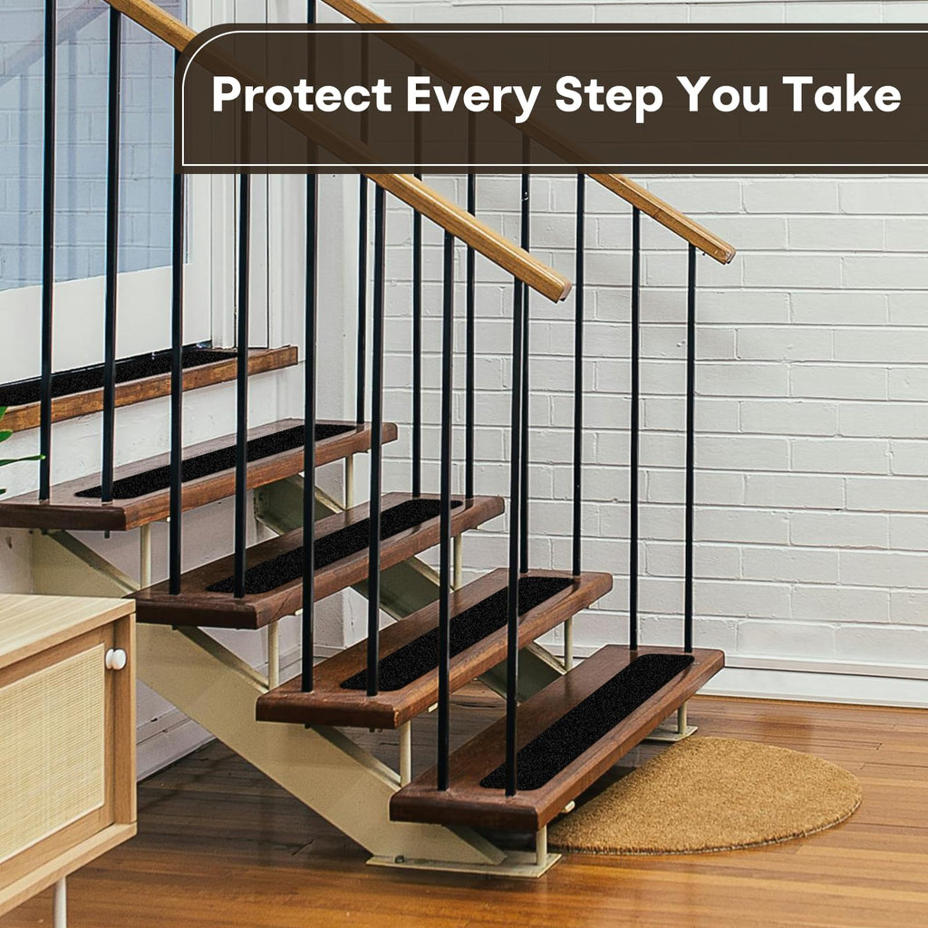 Ealyder Tape Non Slip Tape 6 inch X 30 inch (10-Pack) - Outdoor Waterproof Non Skid Tape, Stair Treads Anti Slip Tape for Step, Deck, Pre-Cut Anti Slip Tape, Black with Roller