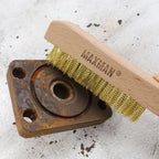 MAXMAN Brass Brush 2Pcs, 10" Soft Brass Bristle Brush, Rust/Weld Cleaner
