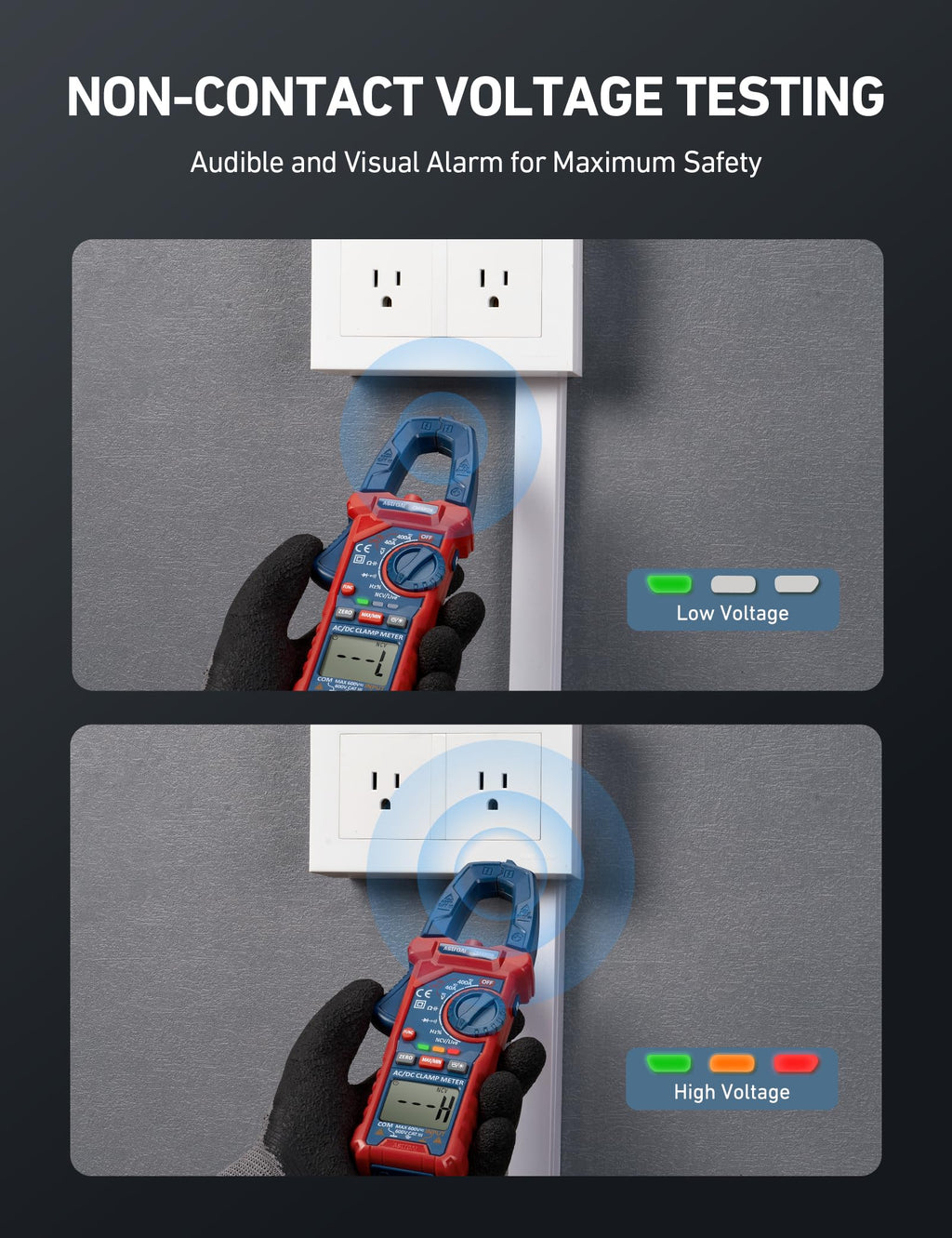 AstroAI Digital Clamp Meter Multimeter 4000 Counts Auto-ranging Amp Tester Measuring AC/DC Voltage & Current, Resistance, Capacitance, Frequency, Continuity, Live Wire Test, NCV Detection, Blue