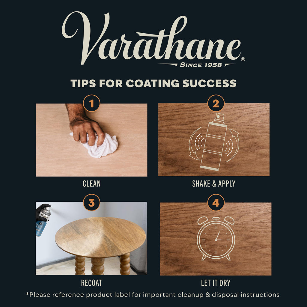 Varathane Water-Based Crystal-Clear Ultimate Polyurethane Spray | Interior Wood Protection | Fast Dry Time | Easy Clean Up | Semi-Gloss | 11.25 oz