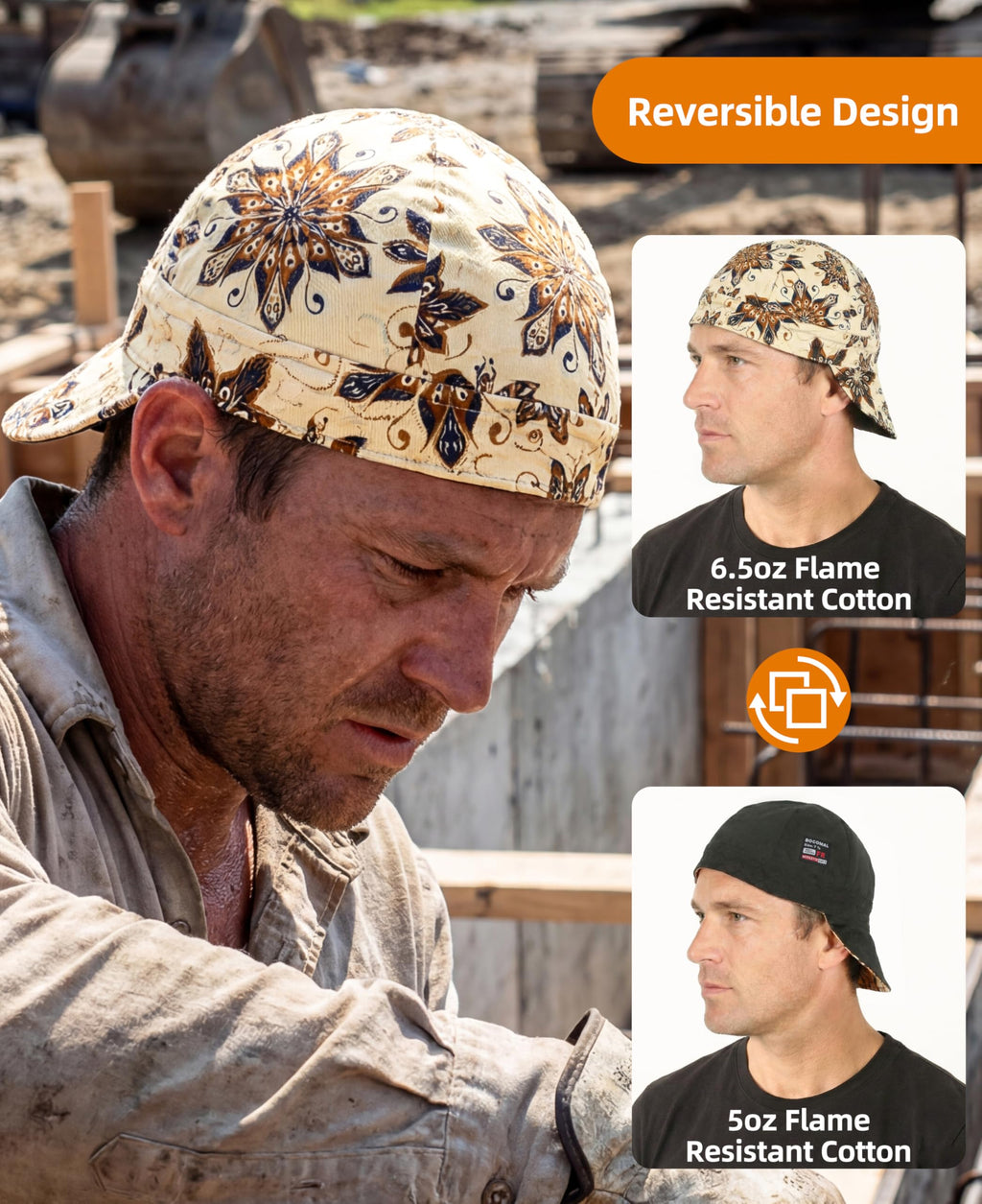 BOCOMAL 2 Pack Welding Cap Plaid Style CAT2 NFPA2112 Flame Resistant 7OZ Midweight Welder Hats 7 3/4