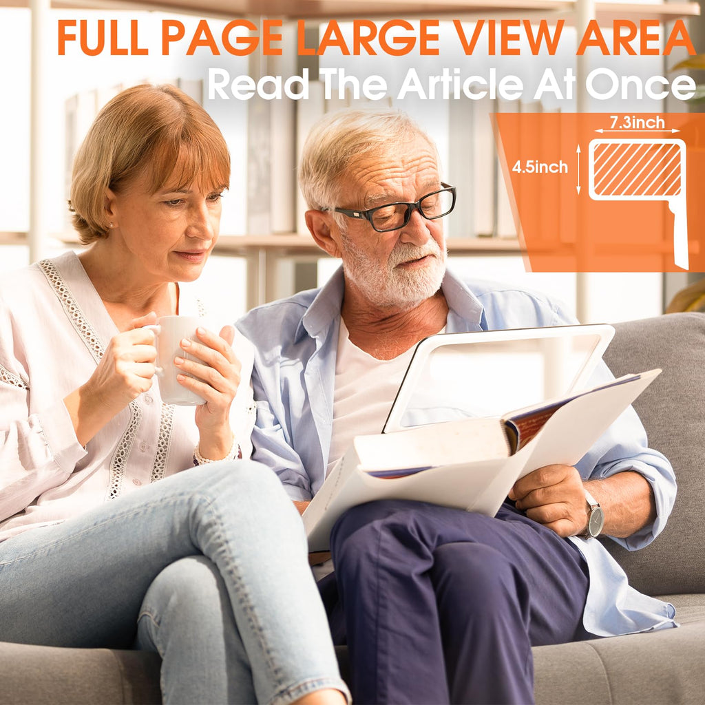 Large Magnifying Glass with Light, Full Page Magnifier 48LED Cold & Warm Light with 3 Modes, Folding Handheld Illuminated Lighted Magnifier for Seniors Low Vision Reading Inspection (Orange)