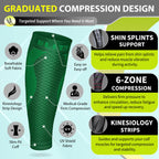 BLITZU Calf Compression Sleeves for Men and Women. Footless Compression Socks Support for Varicose Vein, Nursing, Running. Leg Sleeve Brace for Shin Splints, Pain Relief & Reduces Swelling Green L-XL
