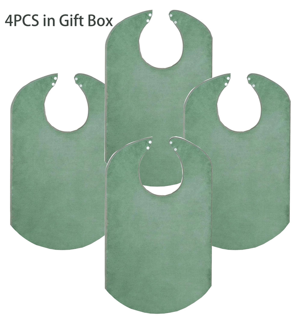 RAXIFU 4 Pack Adult Bibs for Men and Women, Adult Bib for Elderly,Waterproof, Towel bibs for Special Needs Adults