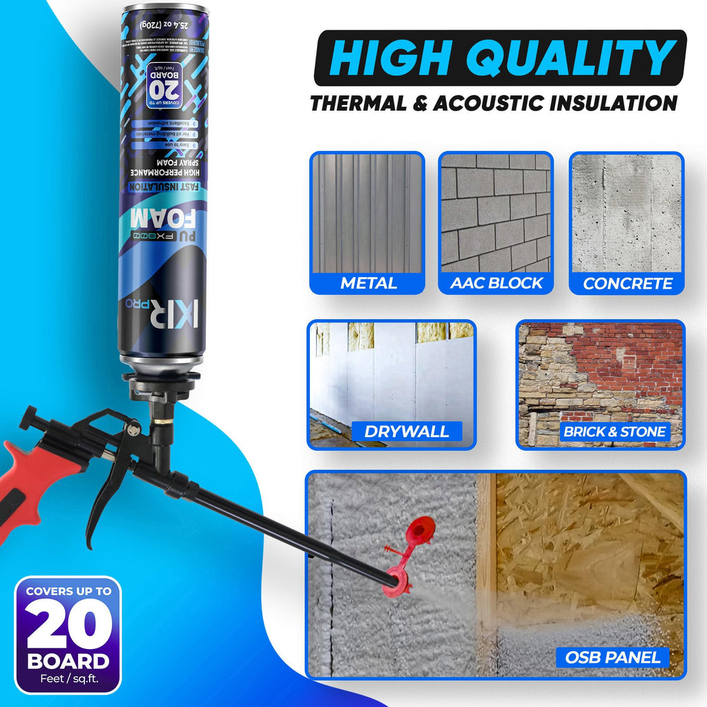 ixirpro Spray Foam Insulation Can (23.4 oz. / 670 g) Expanding Foam Sealant, Spray Insulation, Closed Cell Spray Foam Insulation, High Density, Walls Ceiling Windows Doors