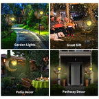 Solar Garden Lights Outdoor Decor,Moon Fairy Crackle Glass Lights,Waterproof Warm White LED Metal Stake Ornament,for Walkway Backyard Patio Lawn Pathway Decorations-Unique Gift Ideas for Gardening