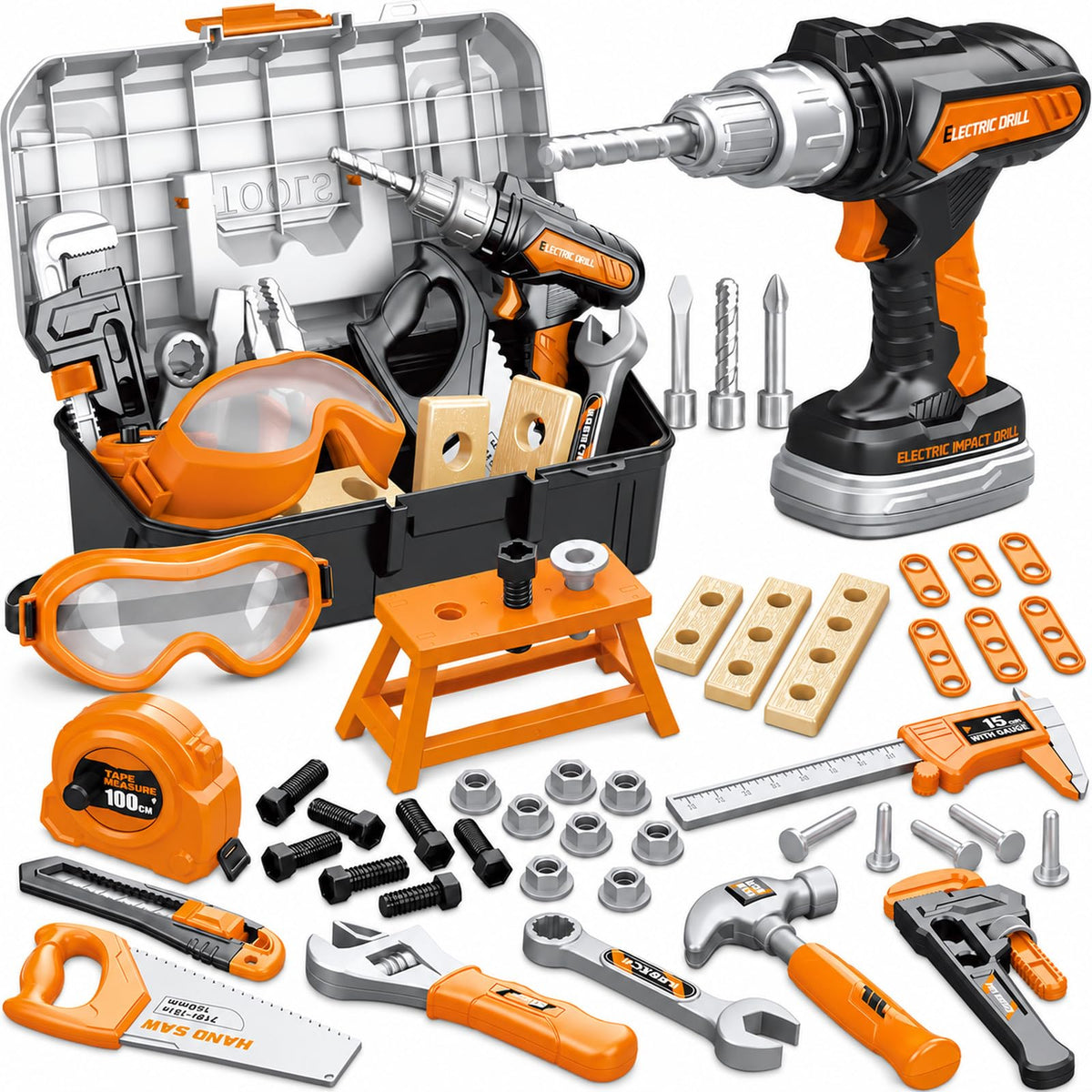 Kids Tool Set, Toddler Tool Set with Toy Drill & Tool Box for Ages 3-5 Boys