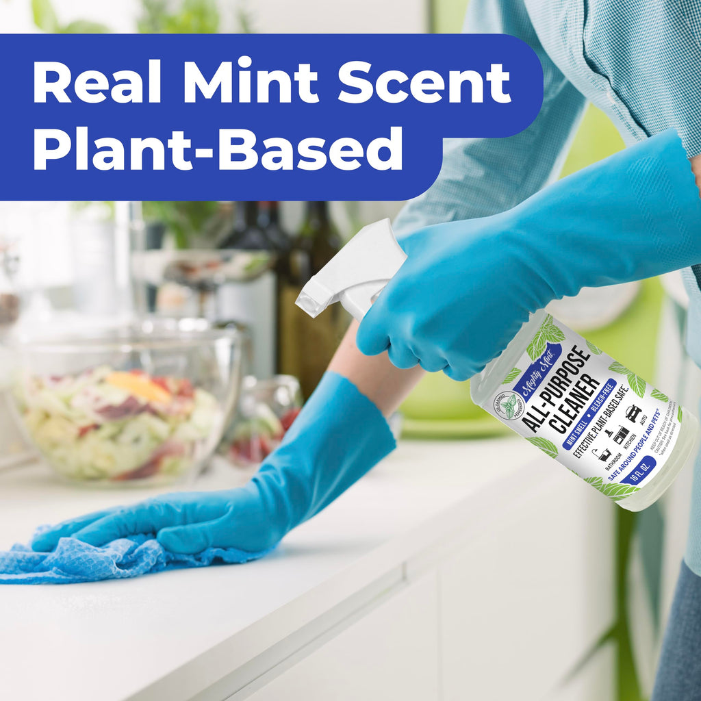 Mighty Mint All-Purpose Cleaner Spray – Plant-Based, Multi-Surface Cleaning for Kitchen, Bathroom & Home – Cuts Grease, Dirt & Grime - Peppermint Scent, 16 oz