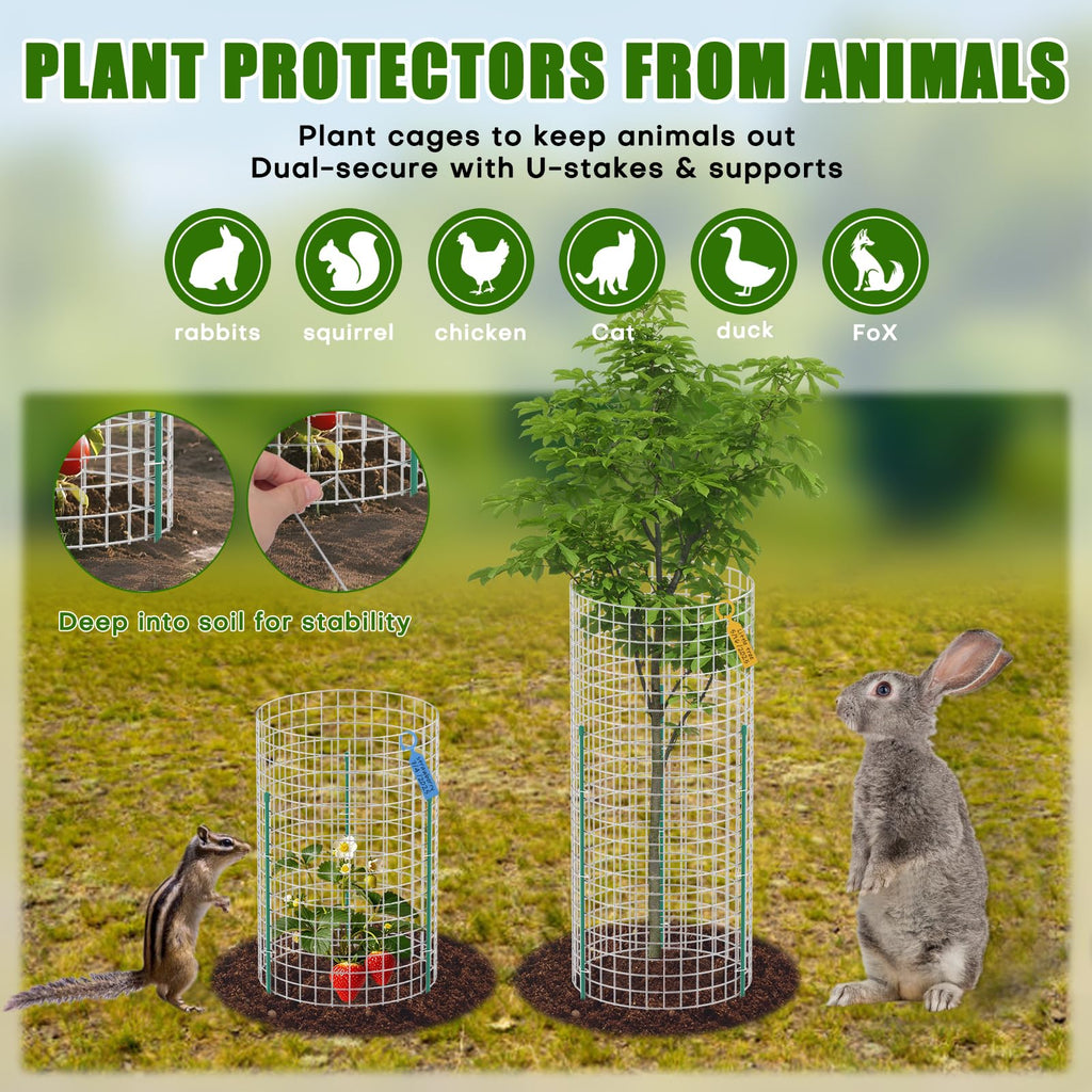 10 Set Plant Protectors from Animals, Galvanized Plant Cages for Outdoor