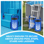 2 Pack 25lb Heavy Duty Pool Ladder Weights, Universal Above Ground Pool Step Sand Bags with Handles, 500D PVC Durable Waterproof & Foldable Sandbags for Swimming Pool Stairs (Navy Blue)