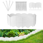 6 Inch Tall 20Ft White Landscape Edging Border with 7.8In Stakes,20Pcs