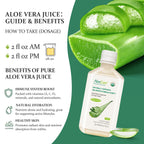AloeCure USDA Organic Aloe Vera Juice Made Within 12 Hrs of Harvest - Pure Aloe Juice Natural Digestive Supplement to Support Digestion, Immune System and Balanced Stomach Acidity, 18 x 500ml Bottles