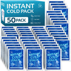 50 Pack Instant Ice Cold Pack (6” x 4.5”) - Disposable Instant Ice Packs for Injuries | Cold Compress Ice Pack for Pain Relief
