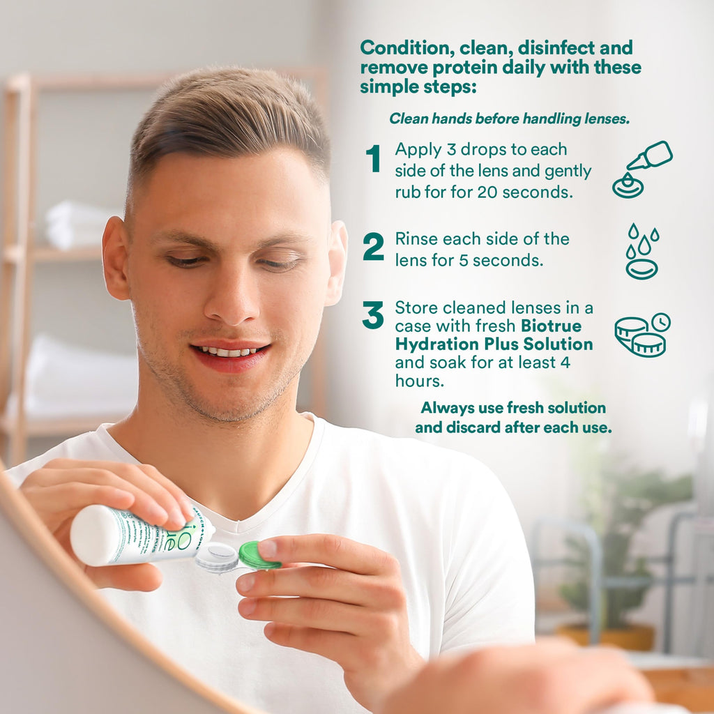 Biotrue Contact Lens Solution, Multi-Purpose Solution for Soft Contact Lenses, Lens Case Included, 2 FL OZ Travel Size