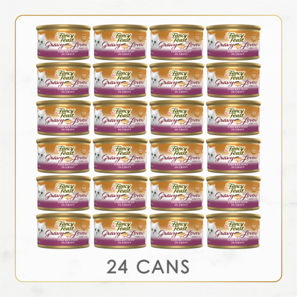 Fancy Feast Purina Gravy Lovers Chicken Wet Cat Food, 3 oz Cans, 24-Pack