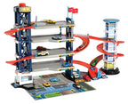 DICKIE TOYS: Parking Garage Playset with 4 Die-Cast Cars and Die-Cast Helicopter, Four Roomy Parking Levels, Light and Sound Effects, for Ages 3 and up