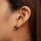 Black Cat Small Hoop Earrings Sterling Silver 925 Cute Animal Pet Pink Ears Cartilage Tragus Earrings Tiny Round Huggie Hoops Statement Earrings Fashion Jewelry for Women Girls