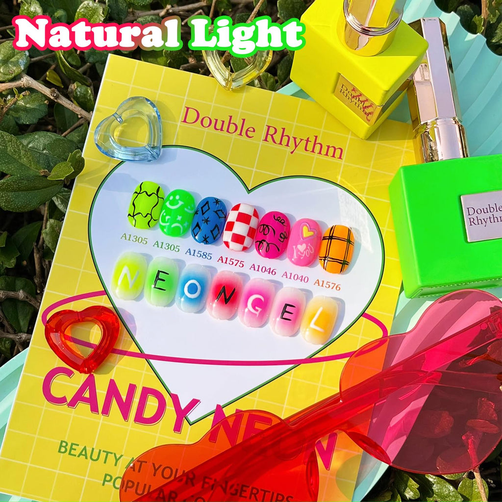 Double Rhythm 28Pcs 0.5Oz Gel Nail Polish Set Same Color Same Bottle Soak Off Gel Polish Kit Nail Art Manicure Salon DIY at Home for Women (Candy Neon Collection-T24-6)