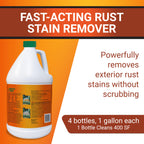 RID-O-RUST Outdoor Liquid Rust Stain Remover, Removes Stains, Calcium, and Limescale from Concrete, Vinyl Siding, and More, 1 Gallon Bottles (4 Pack)