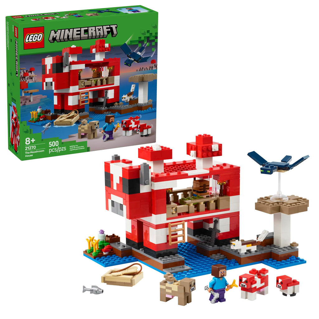 LEGO Minecraft The Mooshroom House Toy Figures and Playset - Building Minecraft Toy for Kids, Boys and Girls, Ages 8+ - with Steve and Other Figures for Pretend Play - Gift Idea for Birthdays - 21270