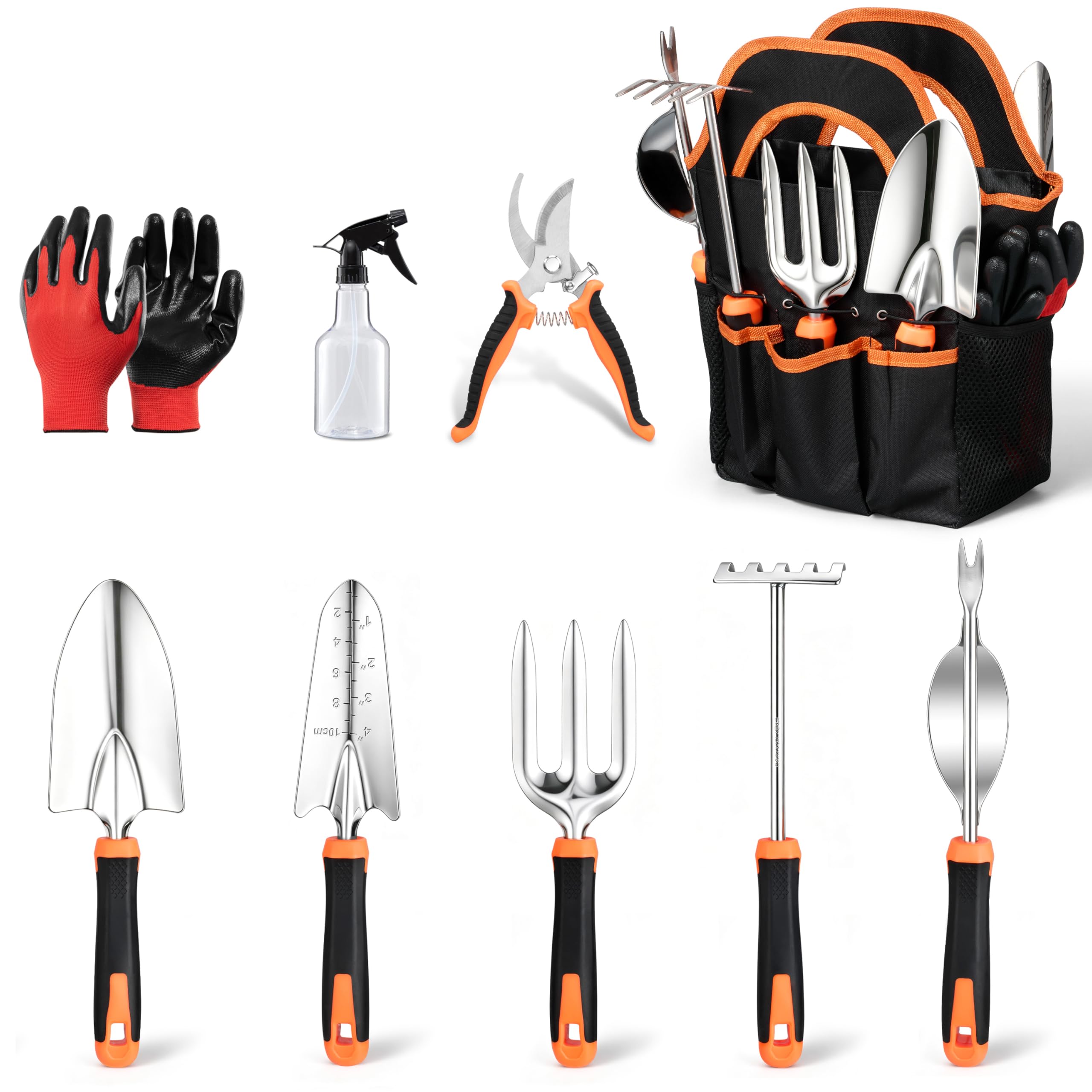 HaSteeL 9-Piece Stainless Steel Garden Hand Tools Set for Planting