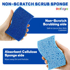 Non Scratch Scrub Sponges, 24 Count Kitchen Sponges Pack Safe on Non-Stick Cookware, Dual Sided Cleaning Sponges for Dishes, Blue
